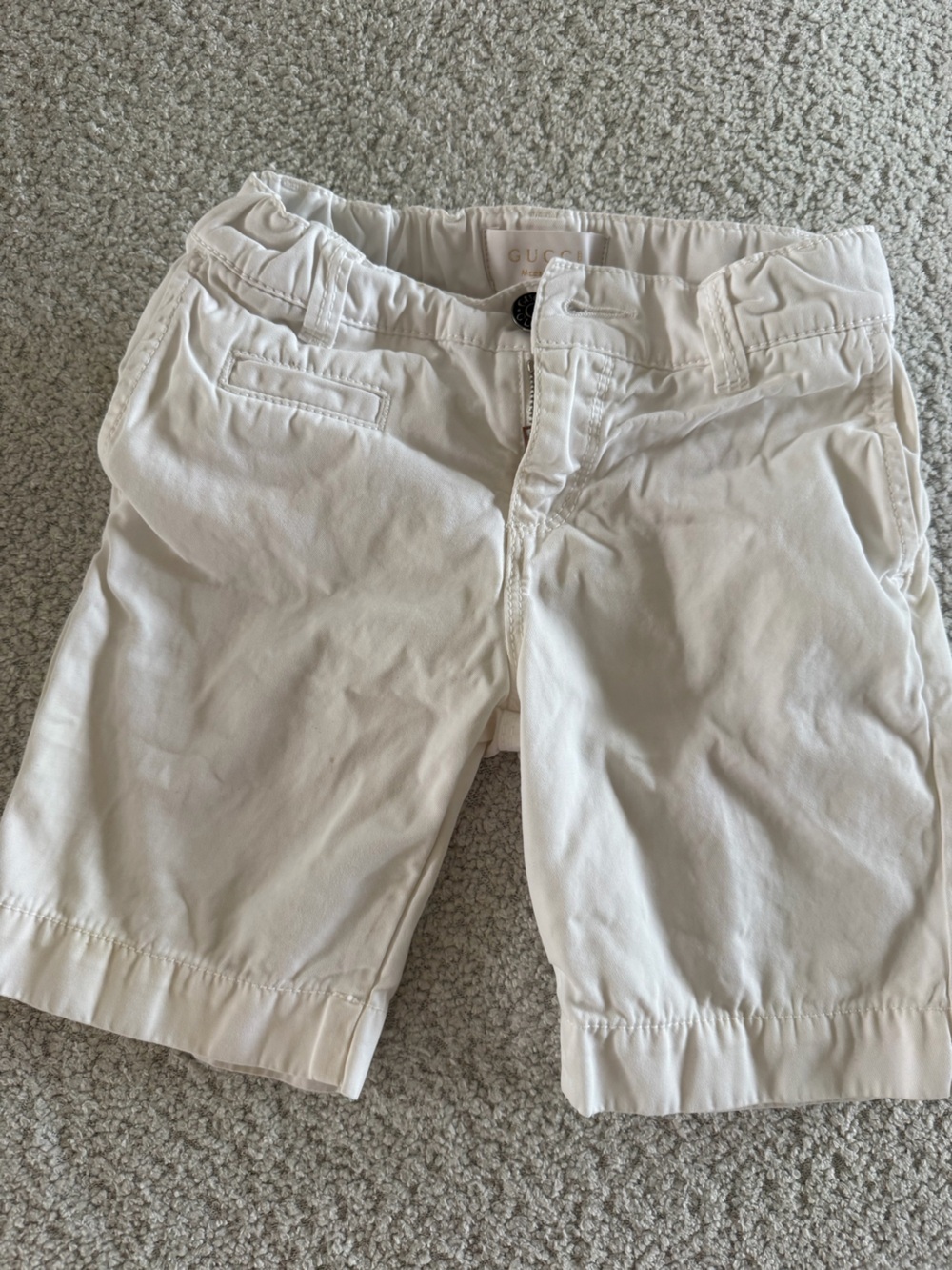 Gucci White Pants with Gold Logo Stitching